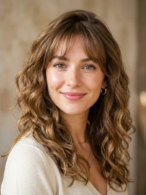 7. Beach Waves with Bangs