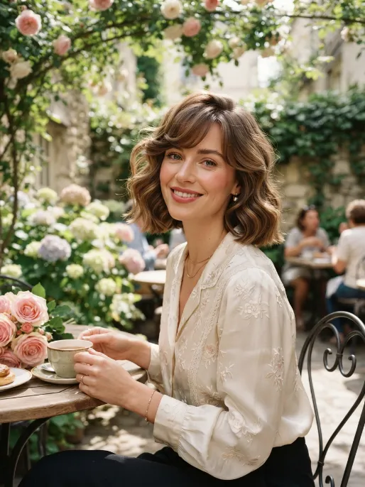 23. Bob with Loose Waves and Side Swept Bangs