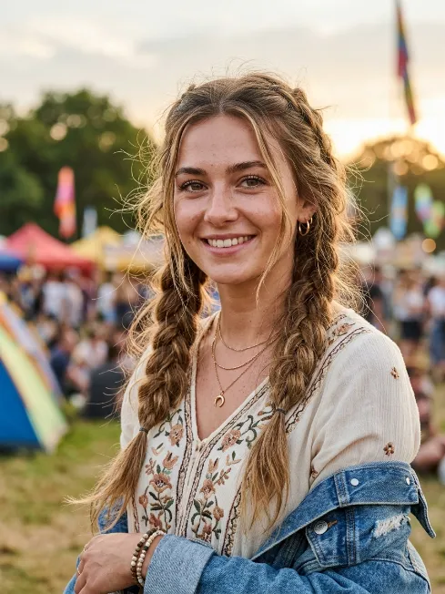 23. Boho French Braid Pigtails