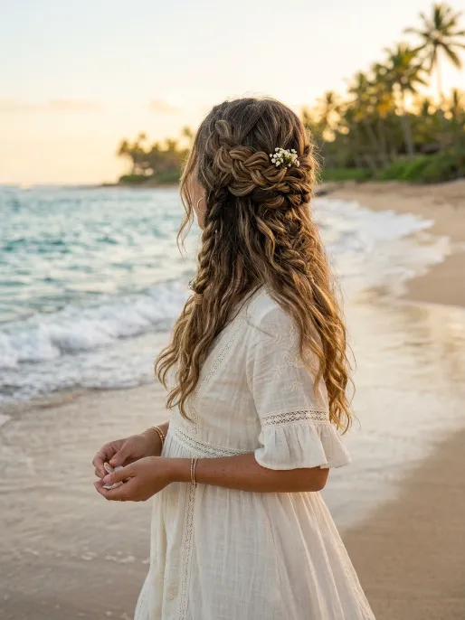 17. Braided Half Up Beach Style