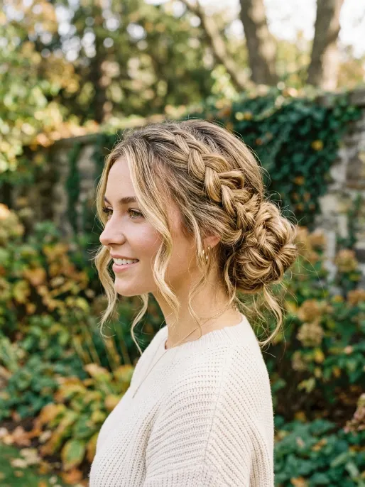 4. Braided Messy Bun