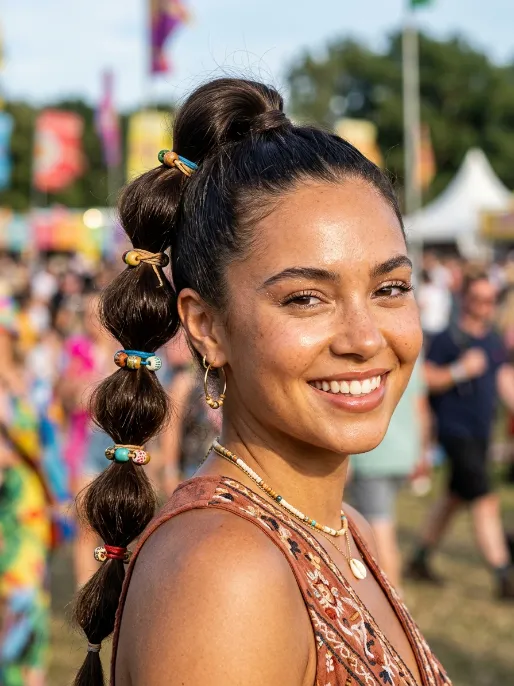 18. Bubble Ponytail with Beads