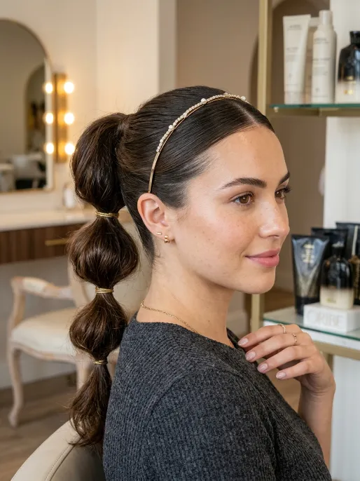 20. Bubble Ponytail with Headband