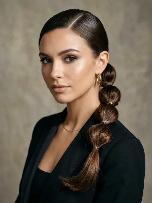 11. Bubble Ponytail with Side Part