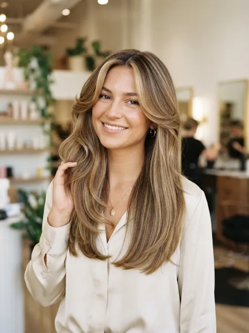 19. Butterfly Cut with Face Framing Curls