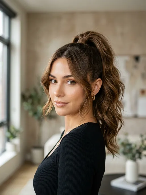 7. Butterfly Cut with High Ponytail