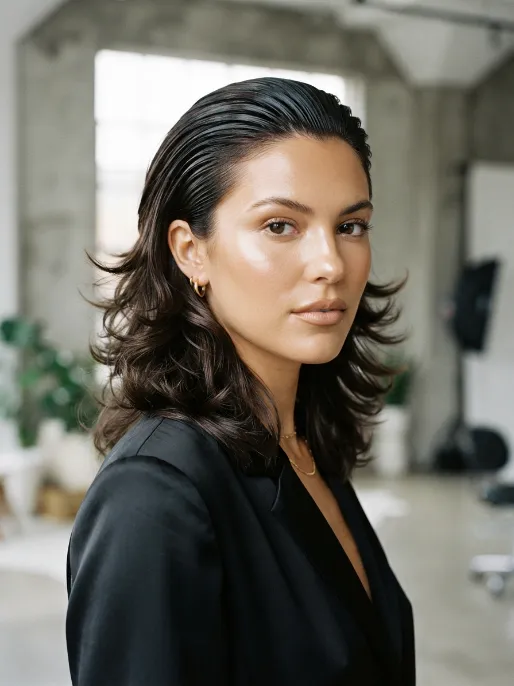 16. Butterfly Cut with Slicked Back Crown
