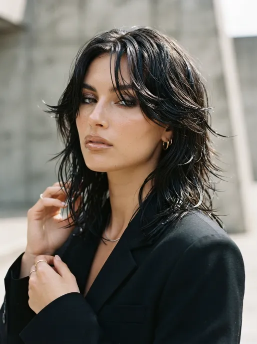 17. Butterfly Cut with Wet Look Style