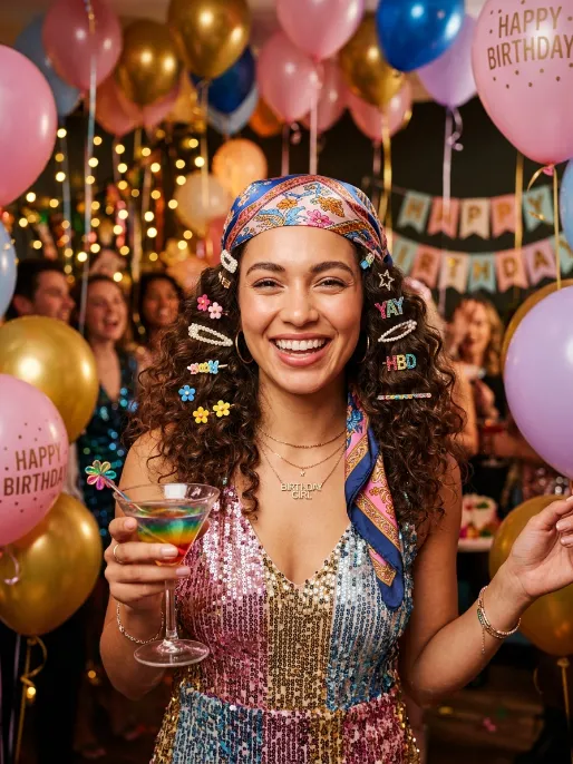 20. Colorful Hair Accessories with Loose Curls