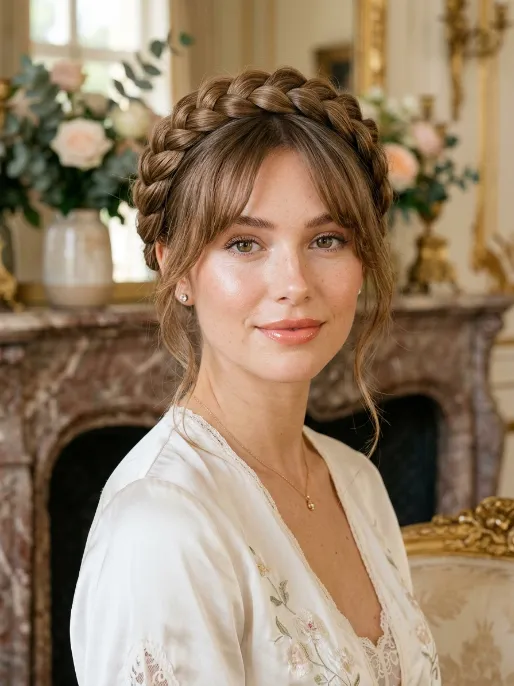 17. Crown Braid with Bangs