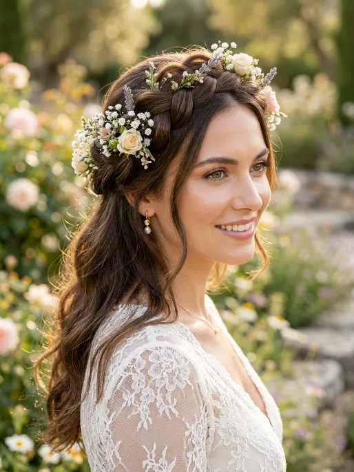 12. Crown Braid with Flowers