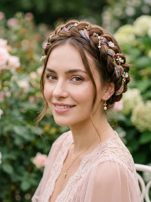 25. Crown Braid with Ribbon