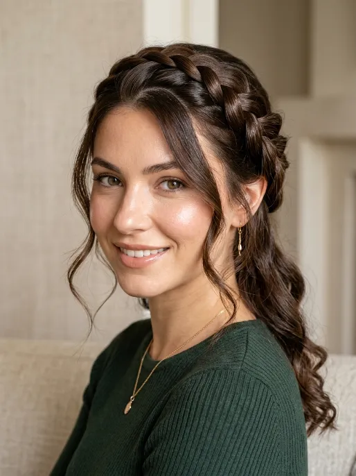 16. Crown Braid with Side Part