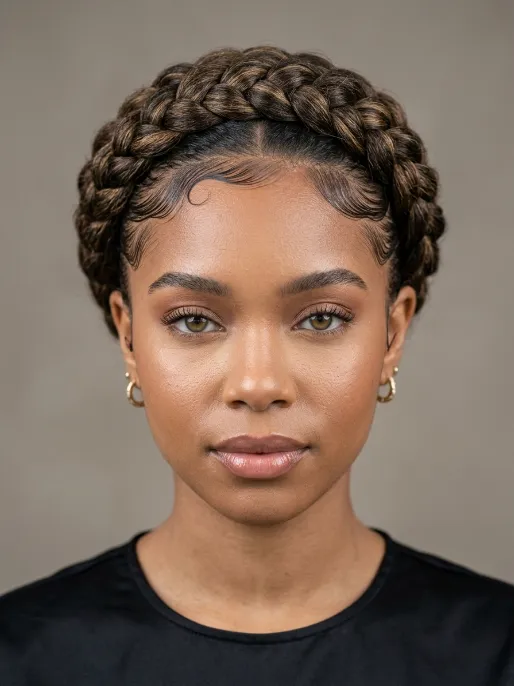 27. Crown Braid with Slicked Baby Hairs