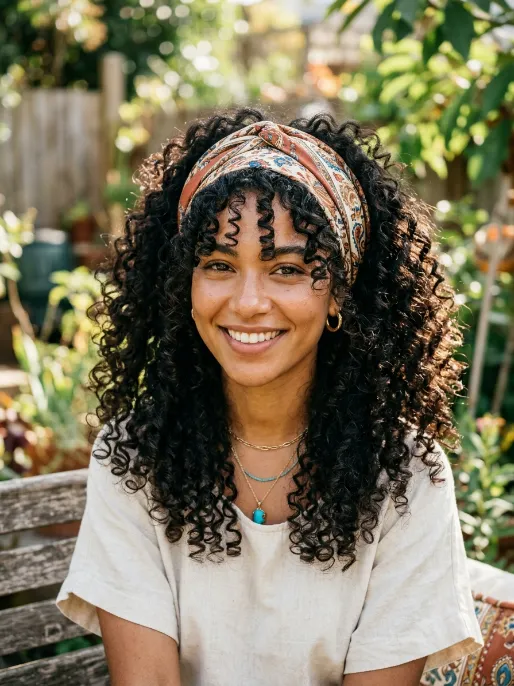 14. Curly Bandana Wrap