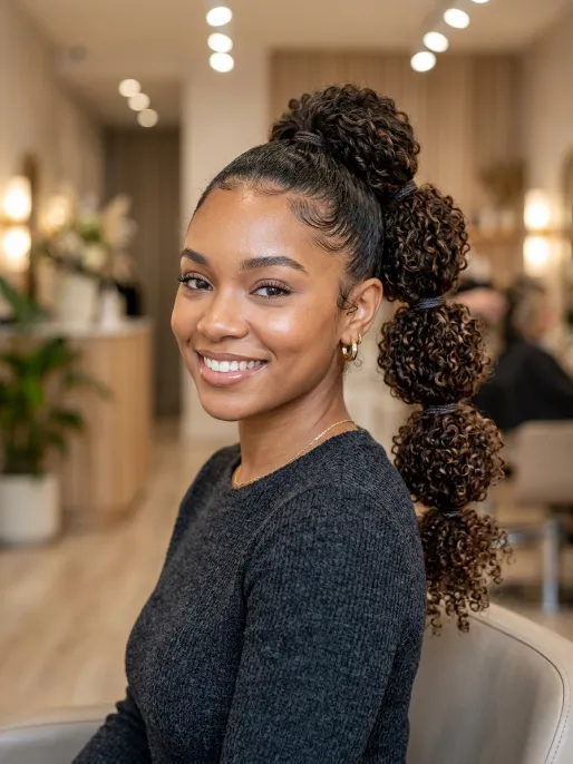 6. Curly Bubble Ponytail