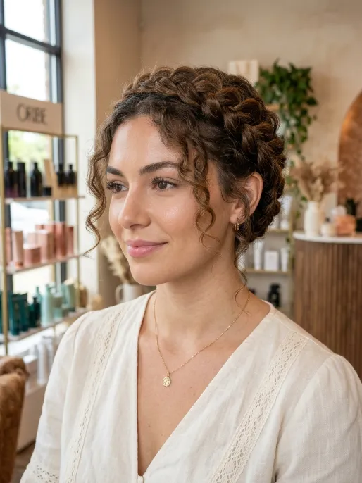 20. Curly Face Framing Pieces with Updo