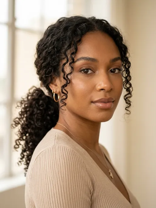 11. Curly Half Up Bun