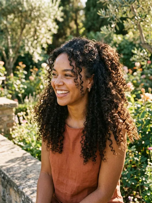 8. Curly Half Up Style