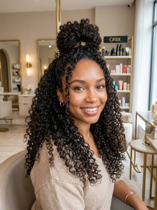 12. Curly Side Swept Style