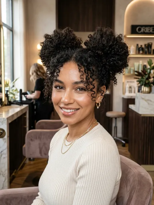 7. Curly Space Buns