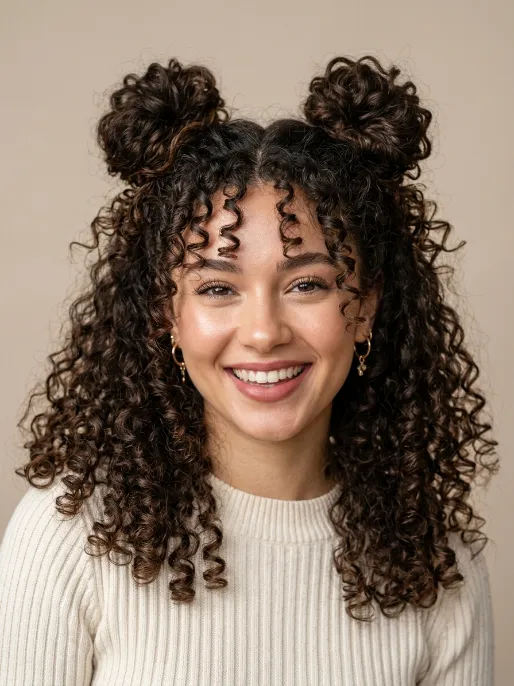 6. Curly Space Buns