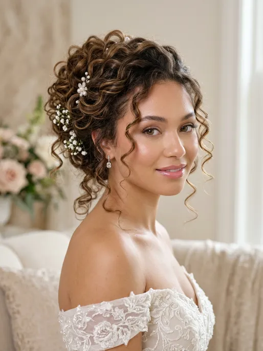 17. Curly Updo with Pins