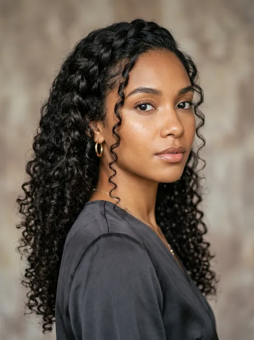 15. Curly Waterfall Braid