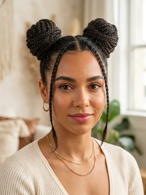 23. Double Braided Space Buns