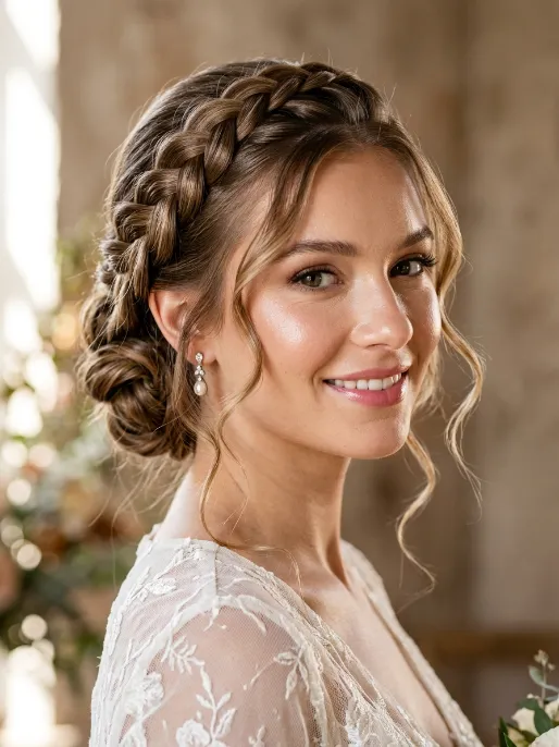 18. Dutch Braid with Face Framing Curls