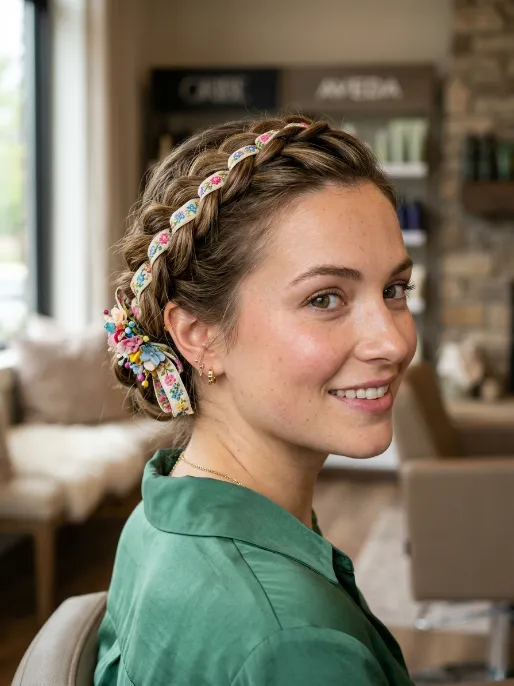 16. Dutch Braid with Ribbon Wrap