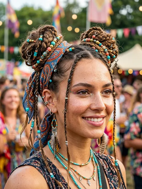 25. Festival Style Space Buns