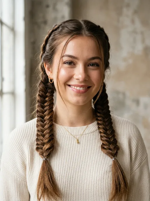 8. Fishtail Braided Pigtails