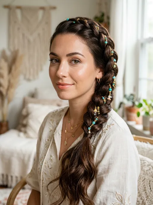 14. French Braid with Beads