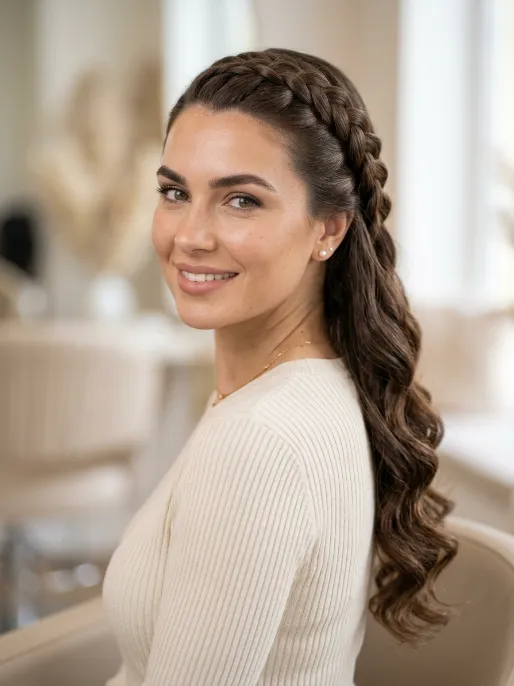 11. French Braid with Curled Ends