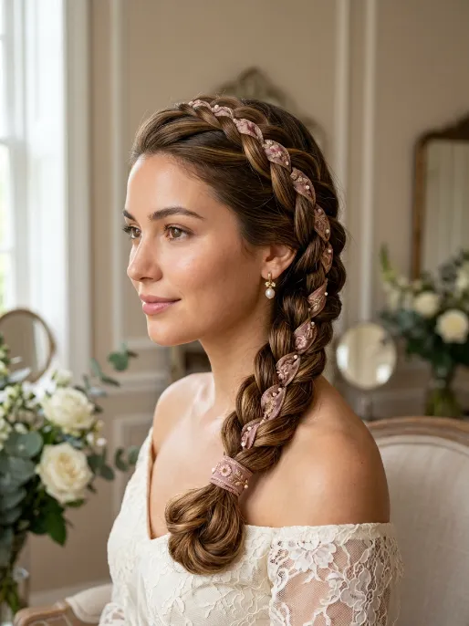 17. French Braid with Ribbon Wrap