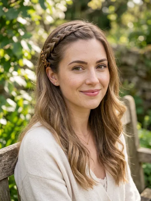 21. Front Braid with Down Hair