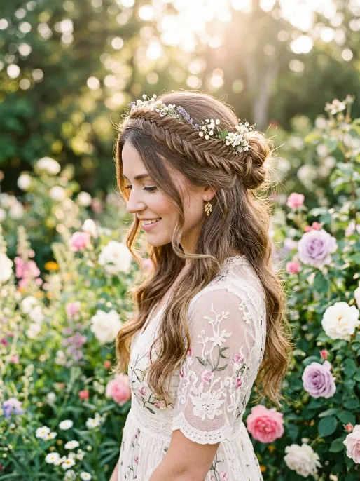 3. Half Up Braided Crown