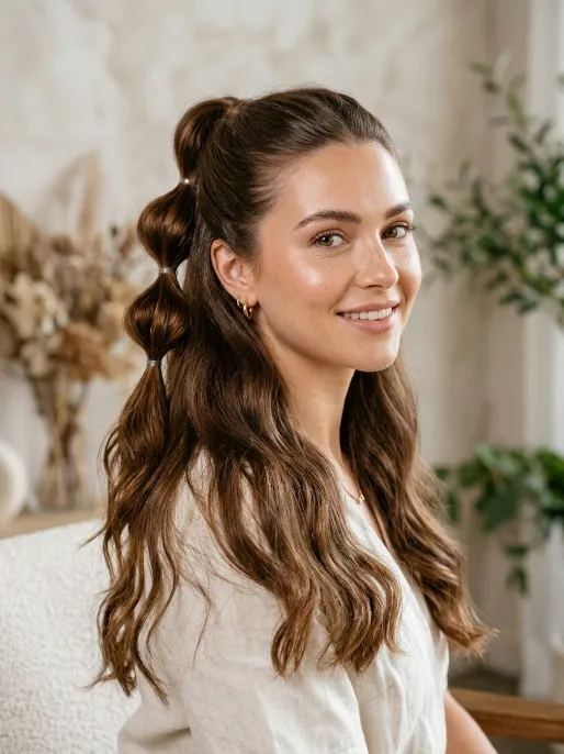 8. Half Up Bubble Ponytail