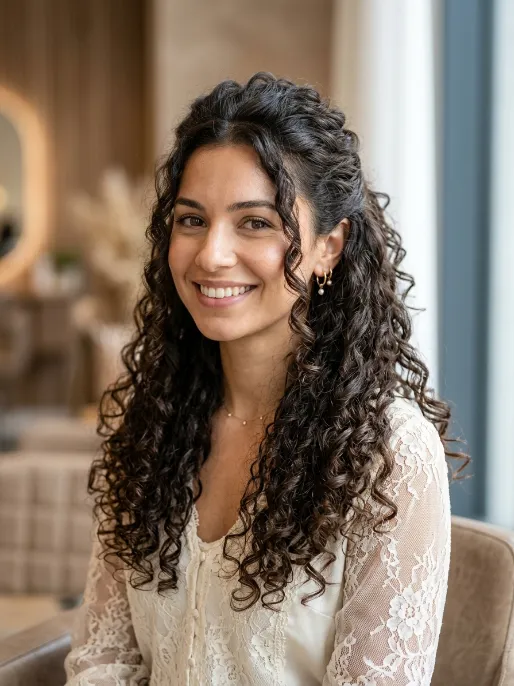 4. Half Up Curly Style