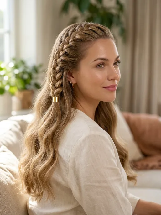 6. Half Up French Braid