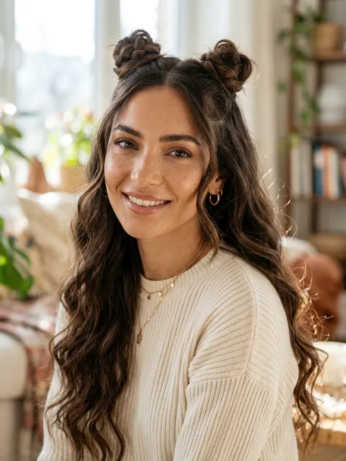 19. Half Up Space Buns