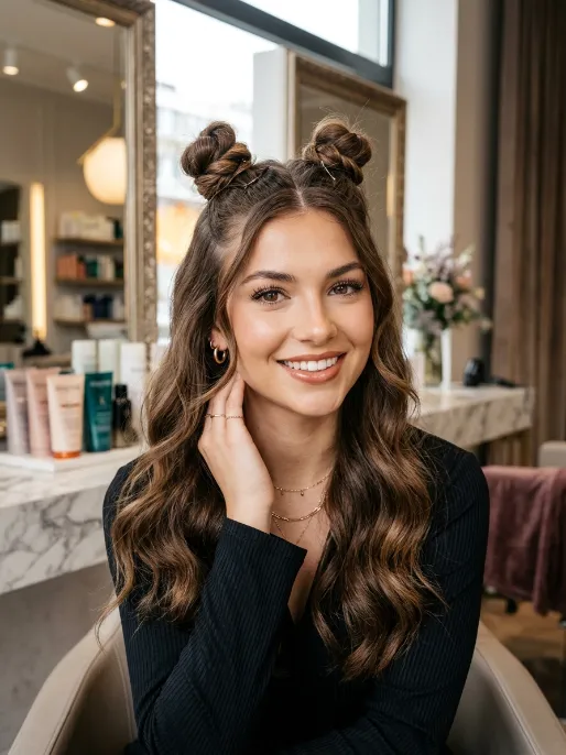 9. Half Up Space Buns