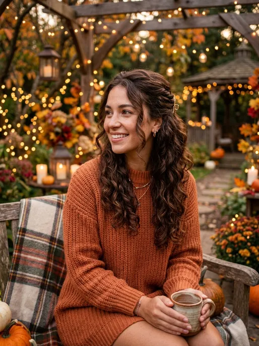 20. Half Up Style with Curls