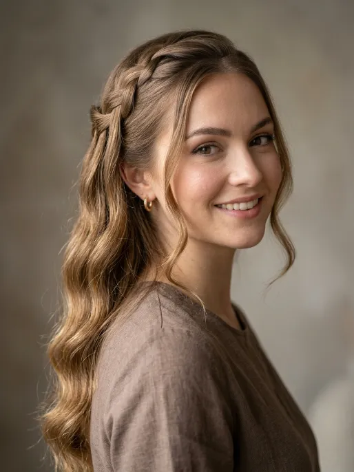 6. Half Up Waterfall Braid