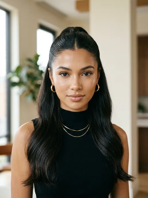 17. Half Up with Middle Part