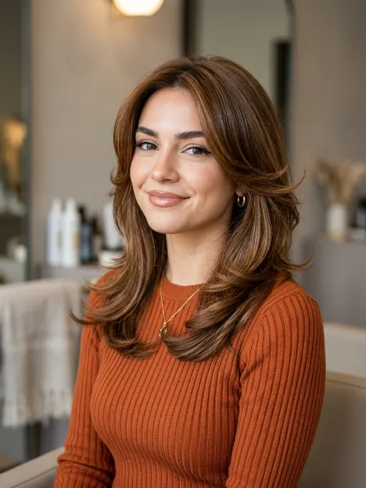 22. Layered Hair with Curled Out Flip
