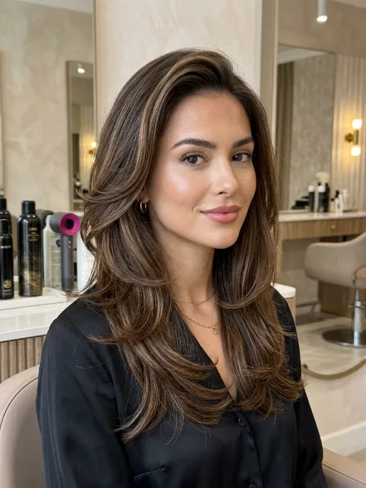 18. Layered Hair with Side Part