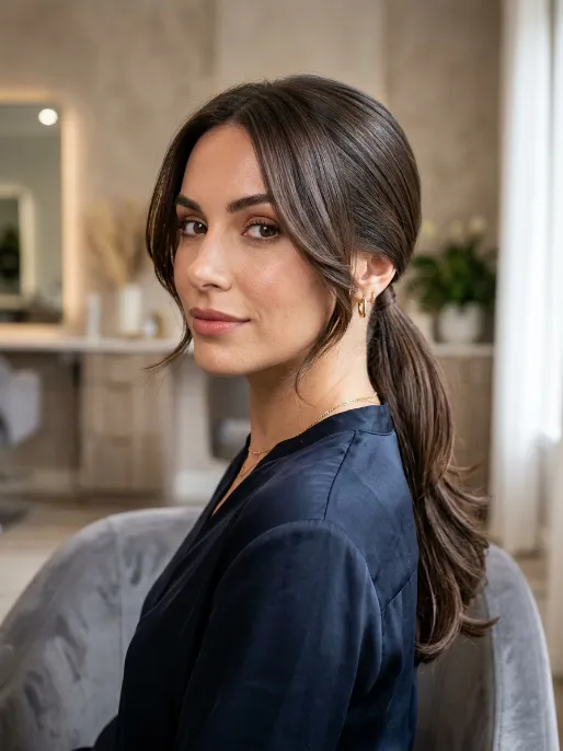 4. Layered Low Ponytail