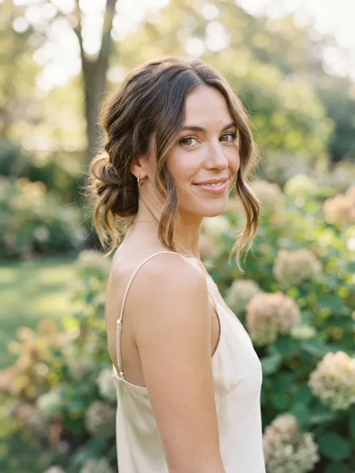 28. Lob with Low Bun and Face Framing Pieces